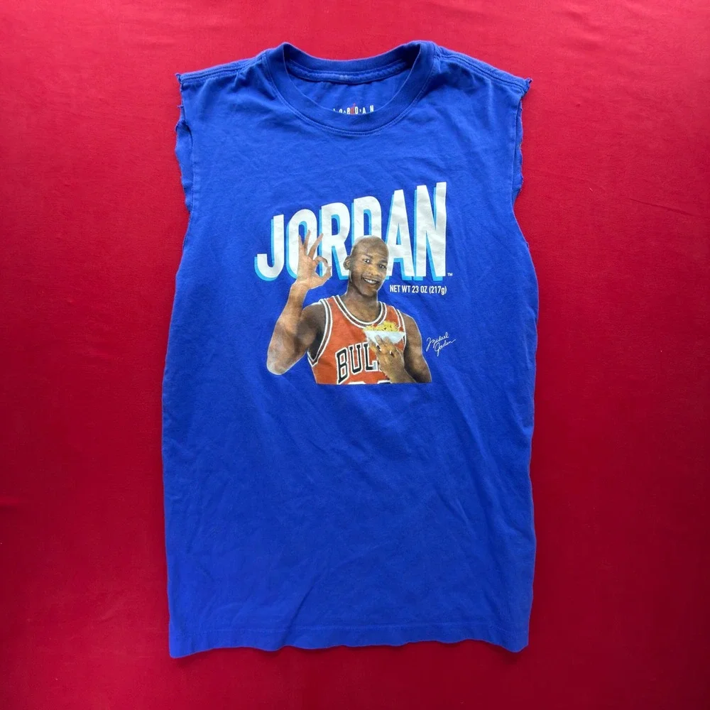 Jordan Brand Michael Jordan Wheaties Graphic Muscle Tee Tank Top Blue Mens Small